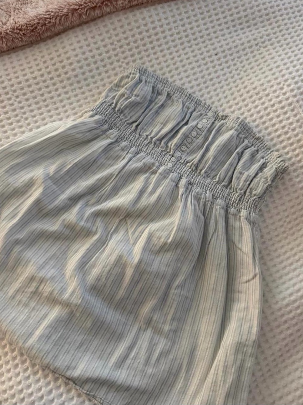 Vintage Abercrombie & Fitch Light Blue Striped Smocked Tube Top